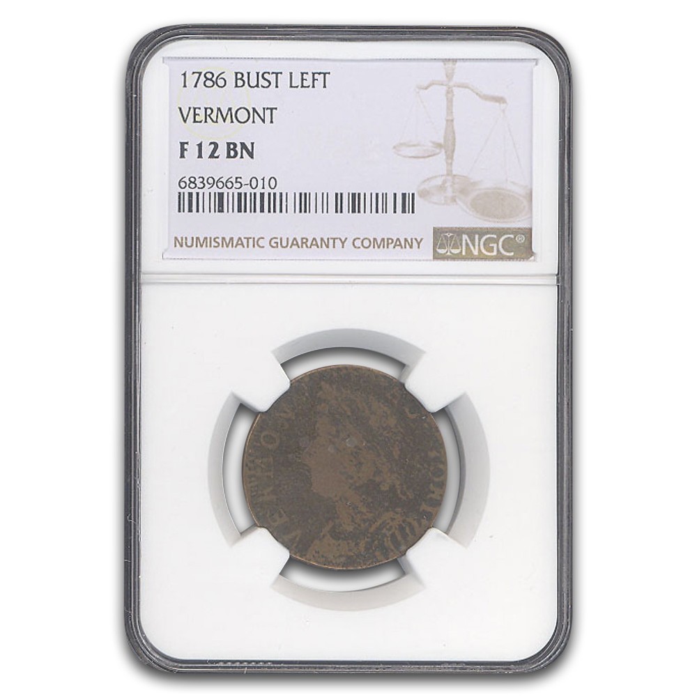 1786 Vermont Bust Left Fine-12 NGC (Brown)