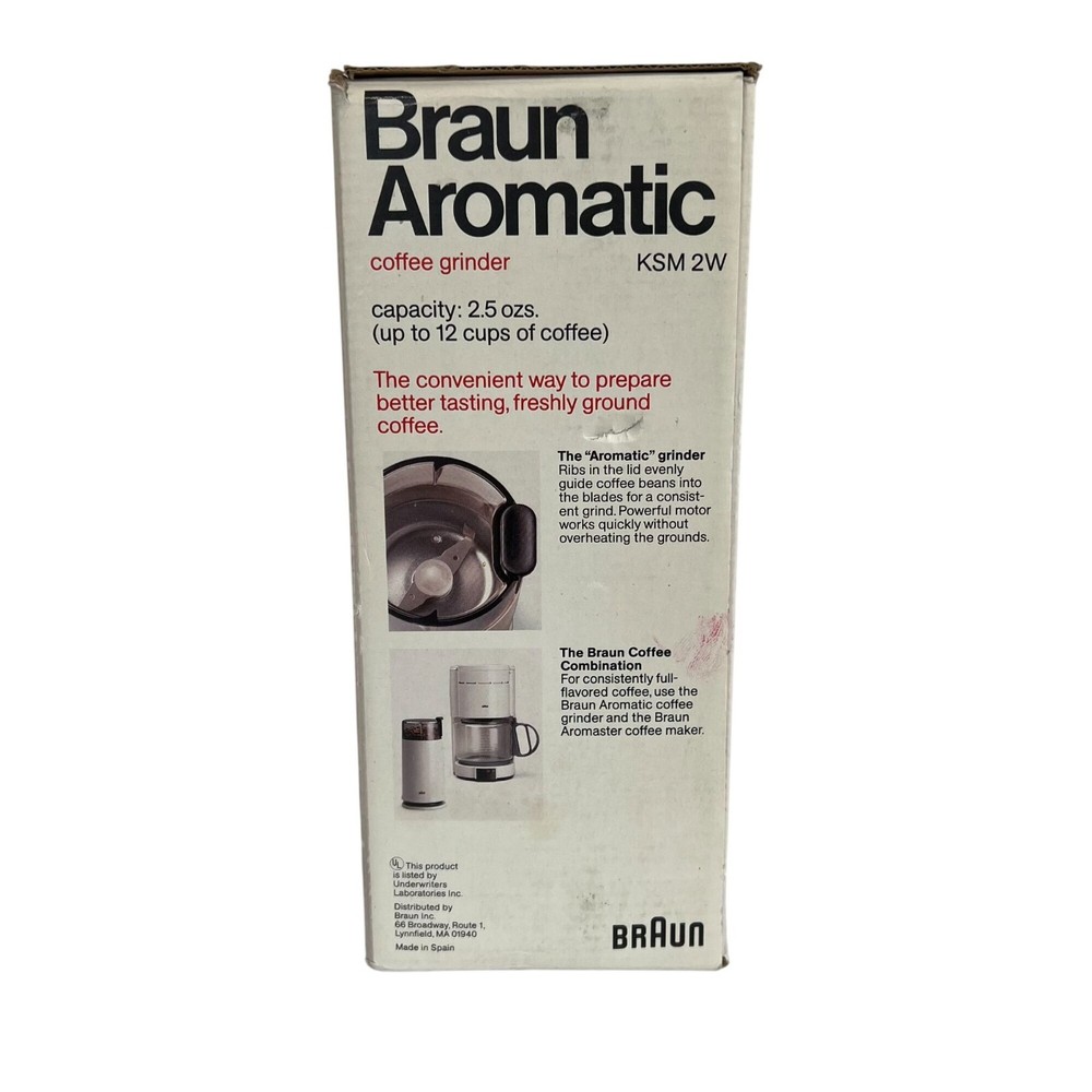 Braun KSM-2 Automatic Coffee Grinder 2.5oz Tested Working w/ Box