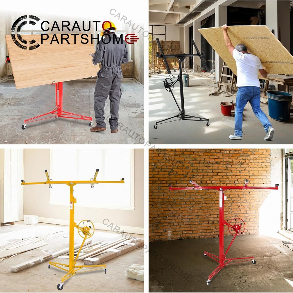 11FT Drywall Lifter Panel Hoist Jack Rolling Caster Construction 150lbs Yellow
