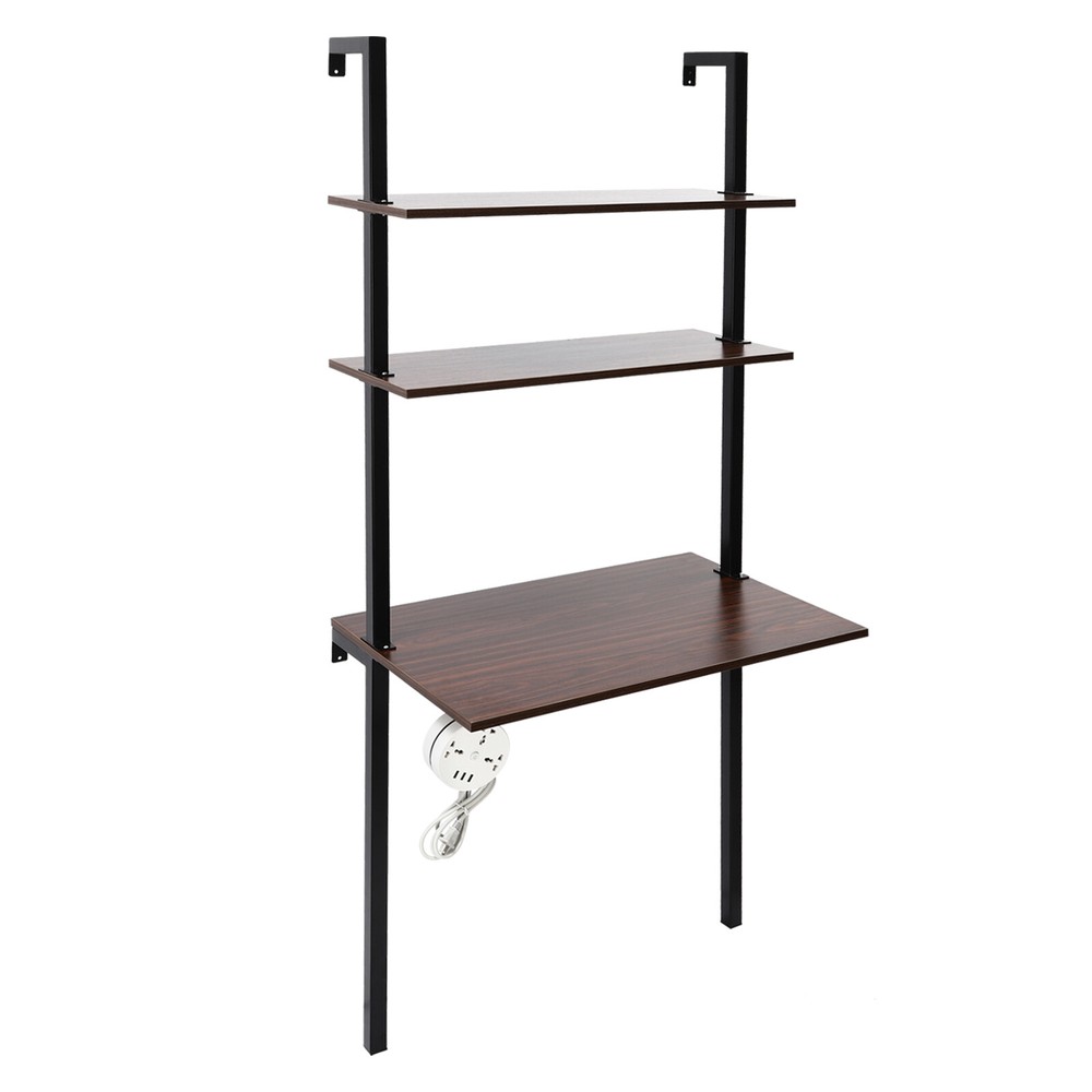 Wall Mount Writing Table Space-saving Desk With Storage Bookshelf Floating Shelf