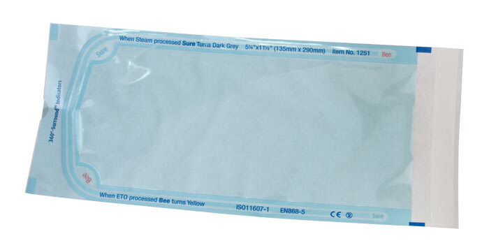 BeeSure Sterilization Pouches (5-1/4" x 11-1/2") - Pkg. 200