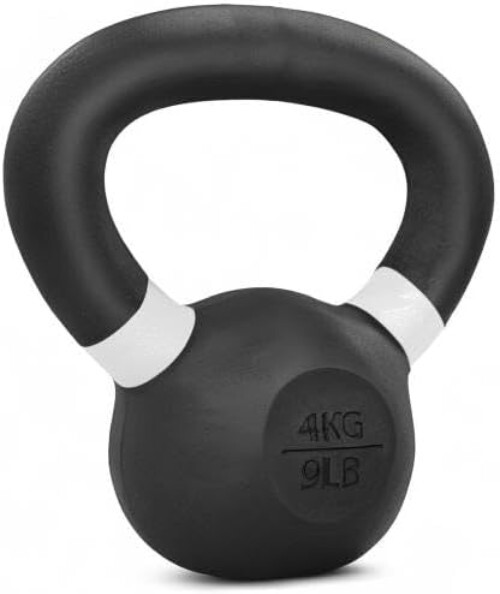Versatile 4kg Powder Coated Cast Iron Kettlebell - Strength Training Essential