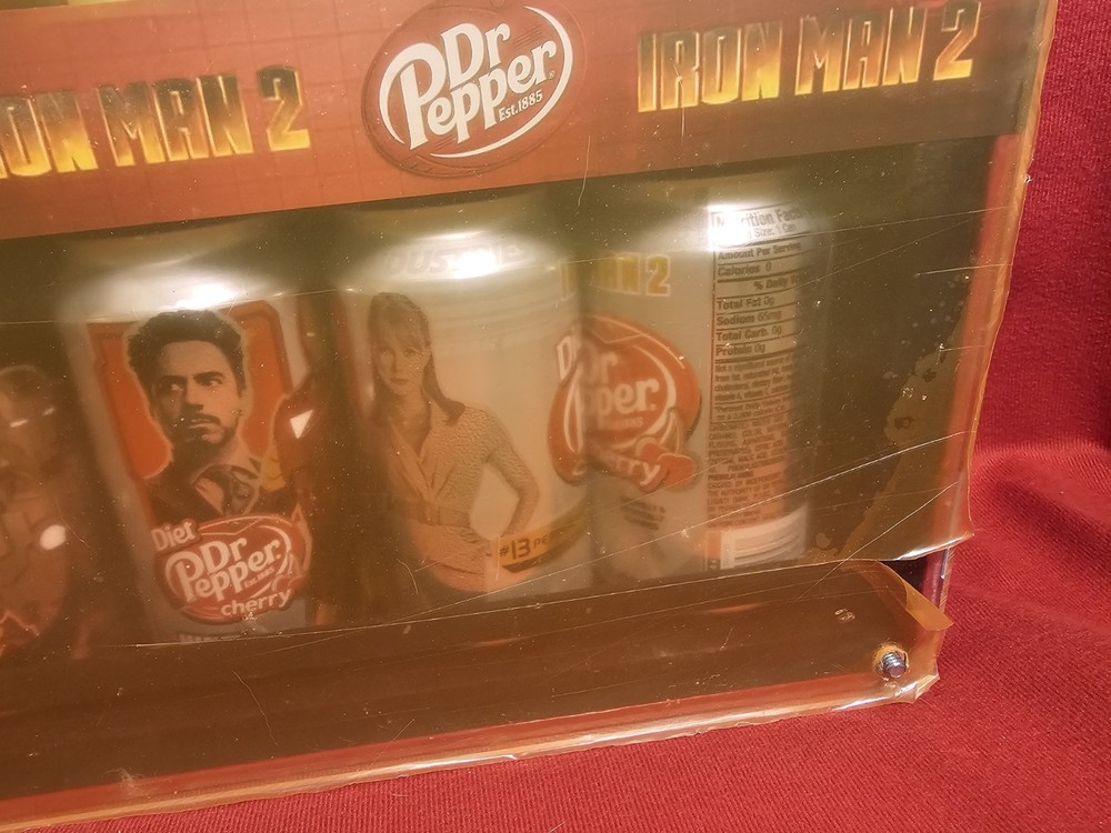 Dr Pepper Ironman 2 Briefcase - display case with 14 Empty Cans