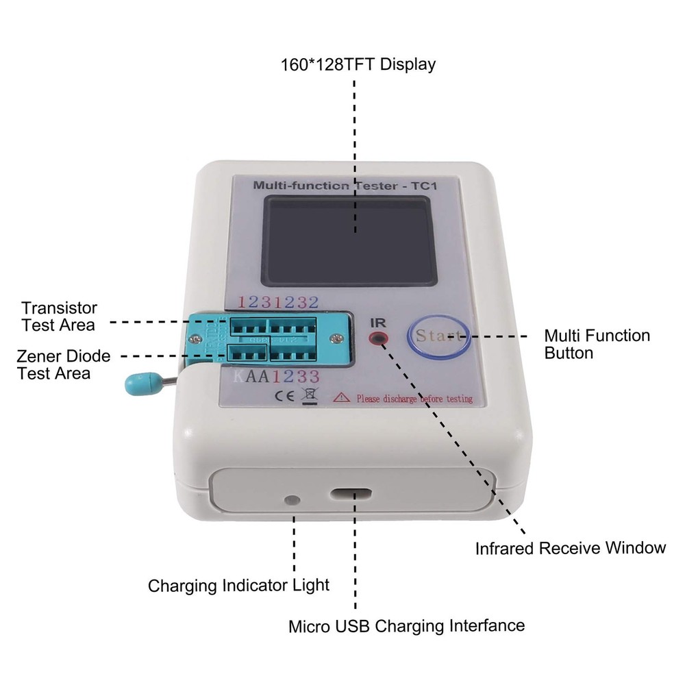ACEIRMC LCR-TC1 Multi-Function Tester Colorful Display Pocketable White