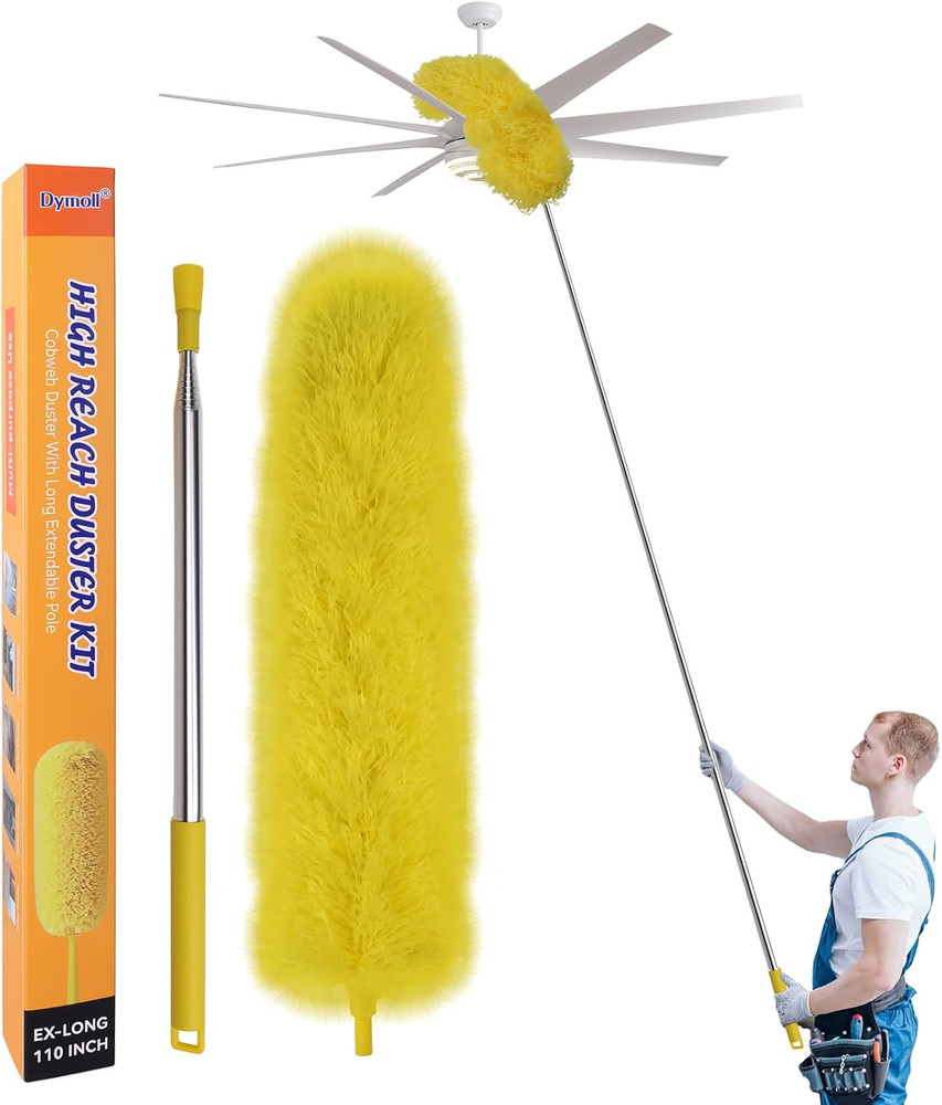 Extendable Microfiber Feather Duster Kit 110in Bendable Ceiling Fan Cleaner
