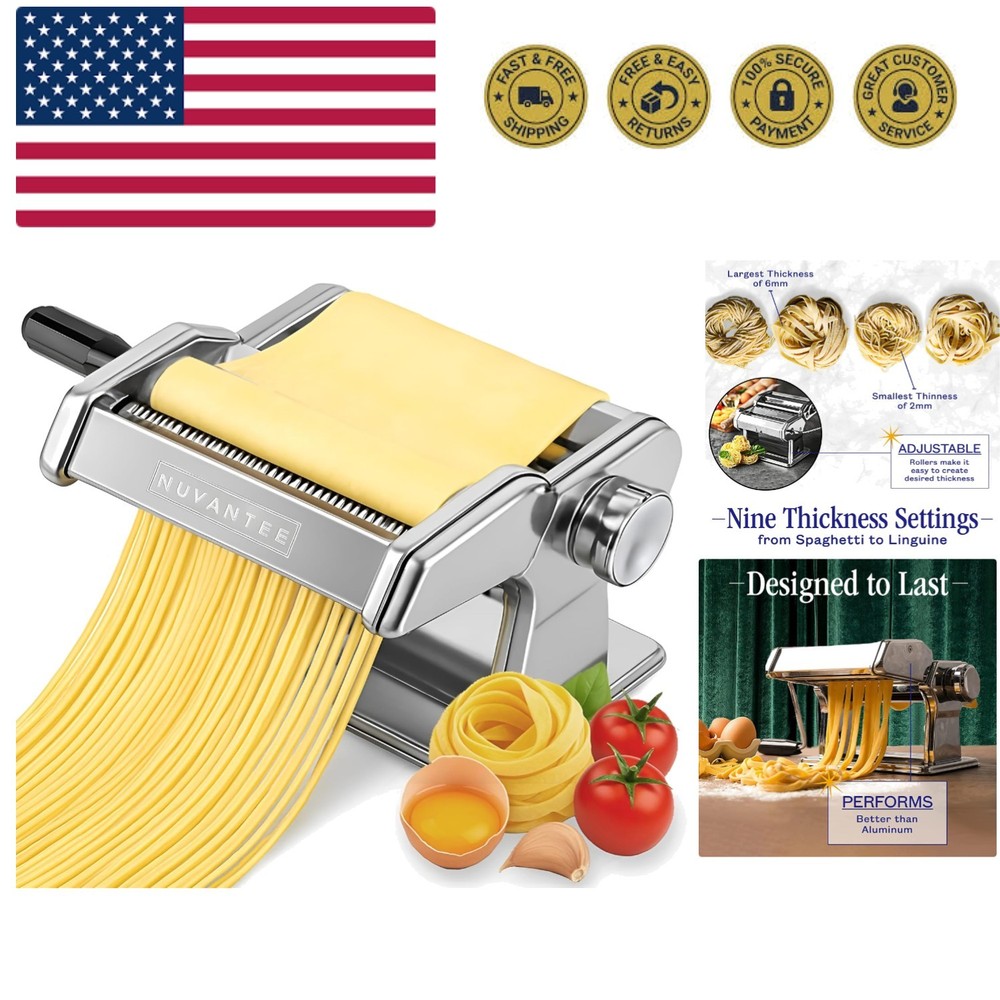 Luxury Pasta Maker - 7 Adjustable Thickness Settings & 2 Cutting Attachments