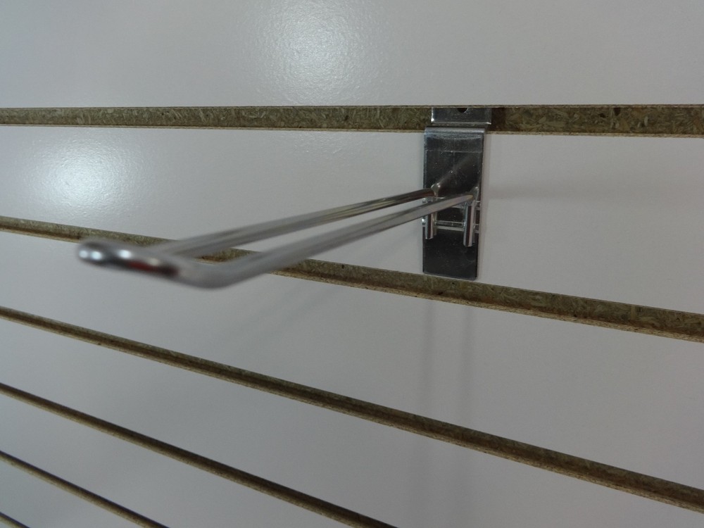6" Chrome Slatwall Grid Panel Safety Hook Display Store Wall Fixtures