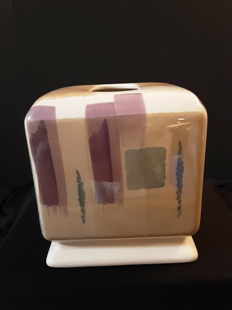 Horizons Tissue Box Cover Hand Painted Bath Accessories
