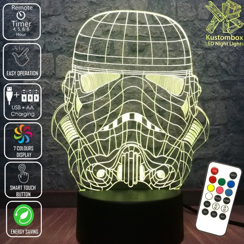STORM TROOPER GALACTIC EMPIRE HELMET STAR WARS 3D LED USB NIGHT LIGHT 7 COLOUR