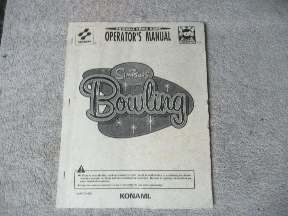 poor condition SIMPSON'S BOWLING KONAMI   ARCADE game manual