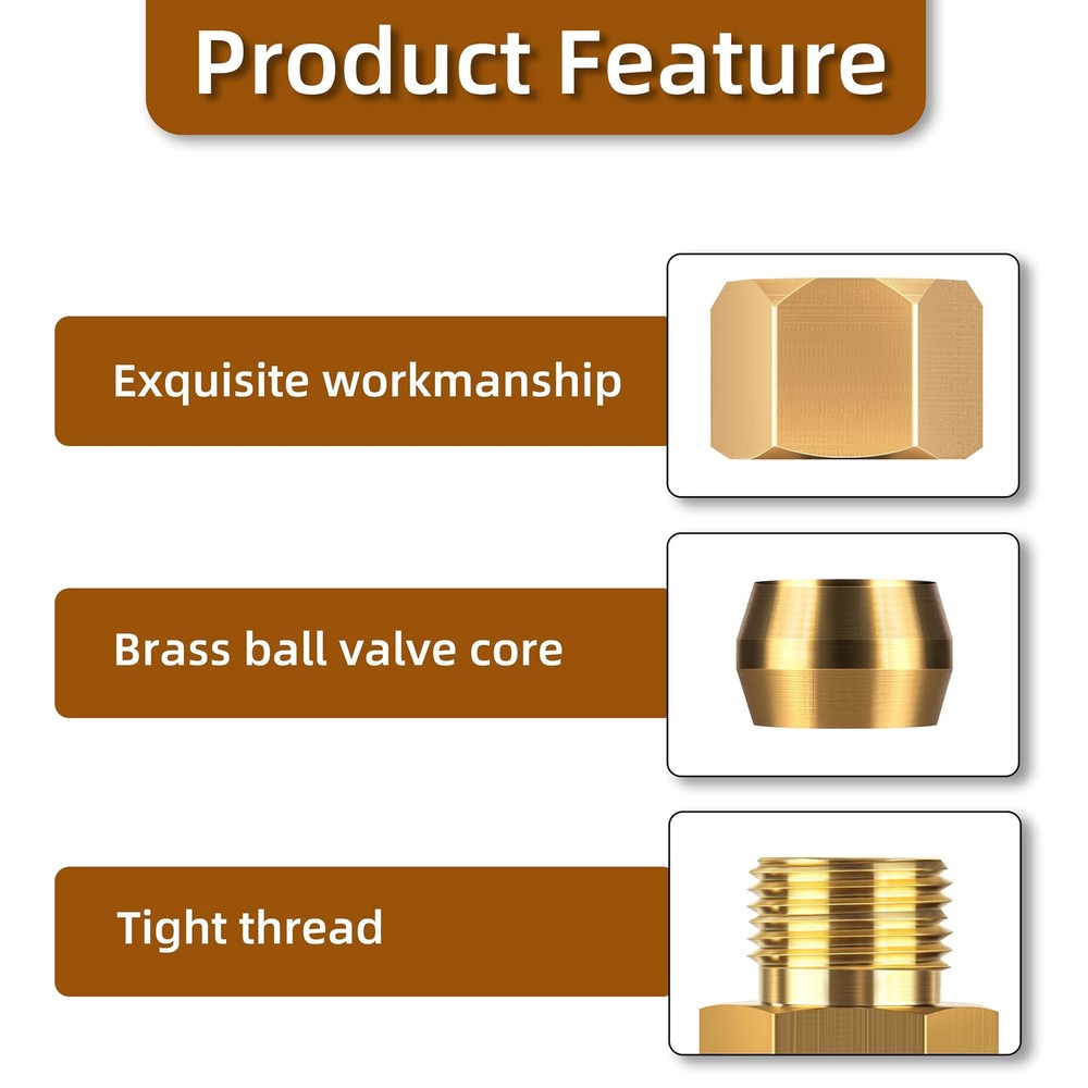 Brass compression tube pipe fitting connector Straight 3/8 Inch,