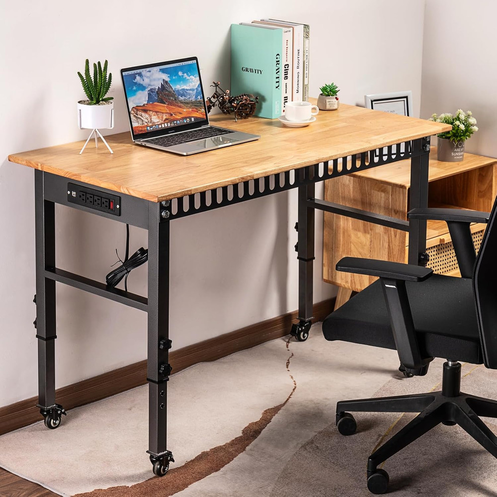 48 "Adjustable Workbench with Power Outlet, Heavy Duty 2000 LBS Load Capacity Ha
