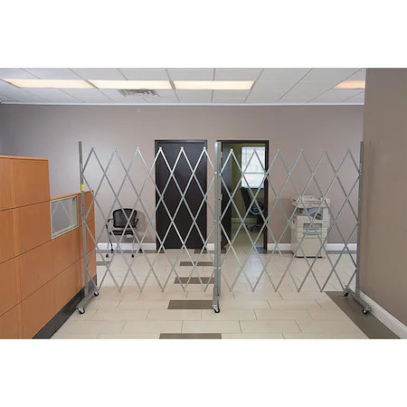 Folding Gate, Gray, 1 To 12 Ft. Opening W, Xleco 1265