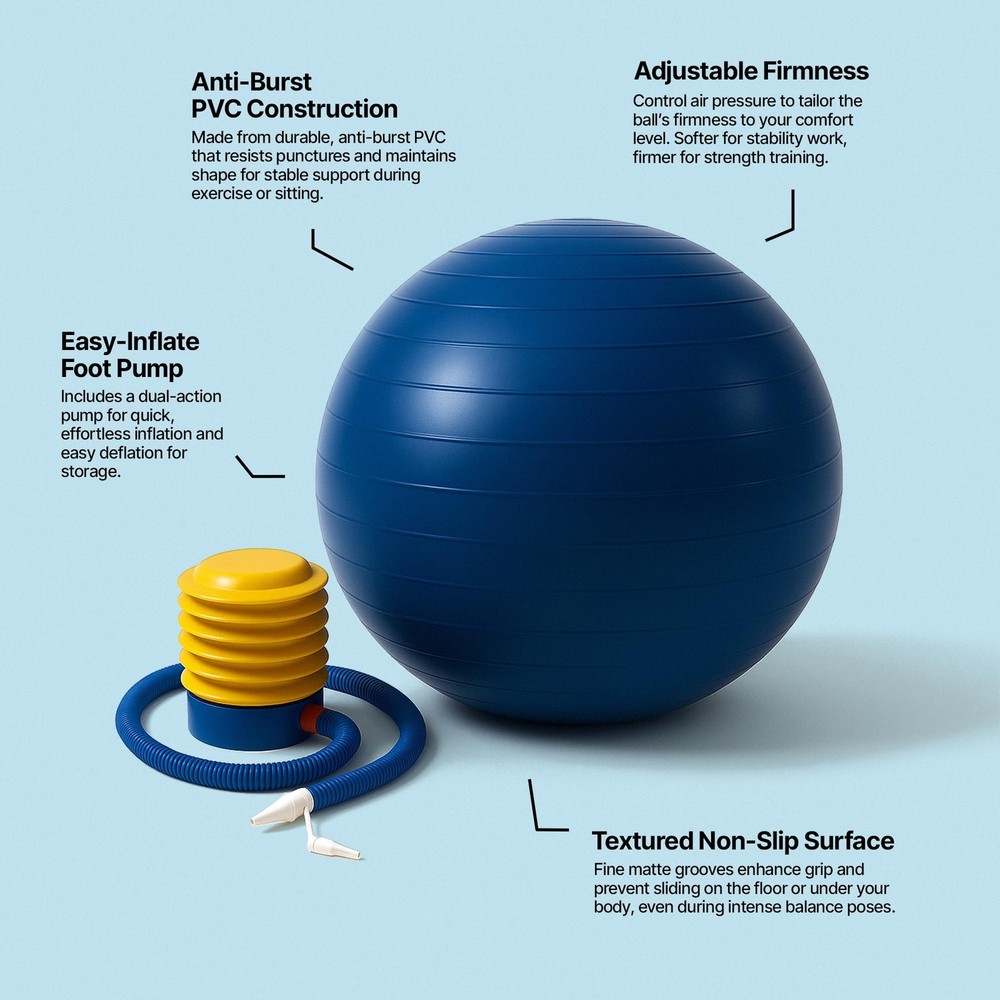 Large Exercise Ball 65 cm | Exercise Balls Physical Therapy Ball | Workout Ba...