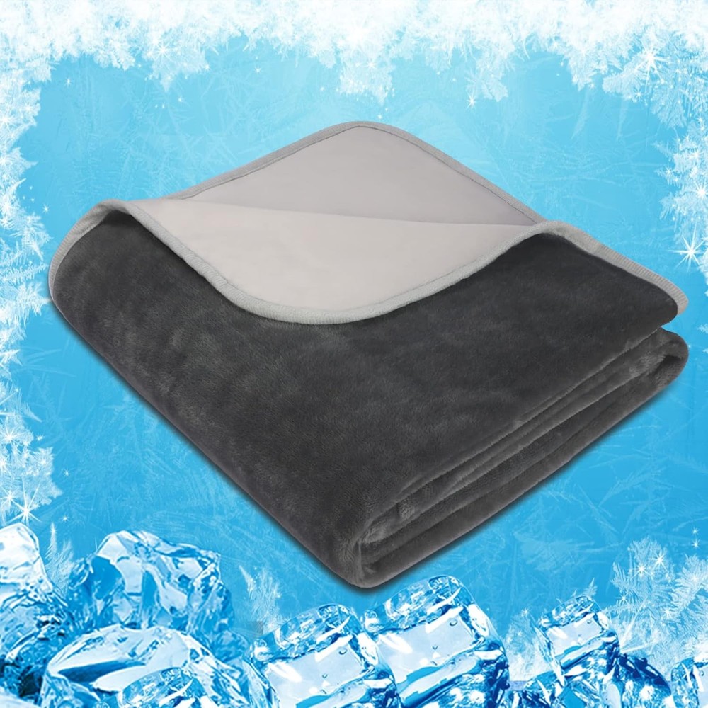 Cooling Throw Blanket Double-Sided Soft Bed Blanket for Hot Sleepers 59x79" Gray
