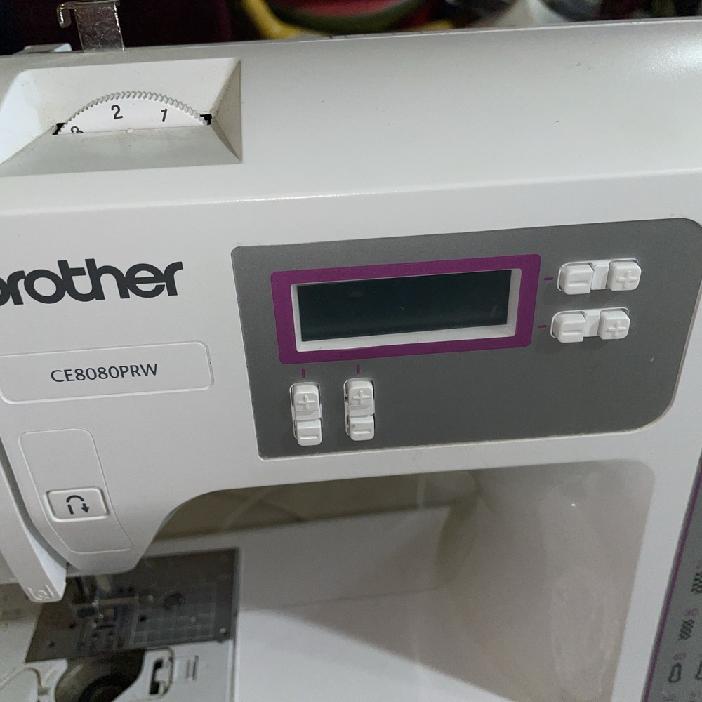 Brother White Computerized Project Runway CE8080PRW Sewing Machine LCD Display