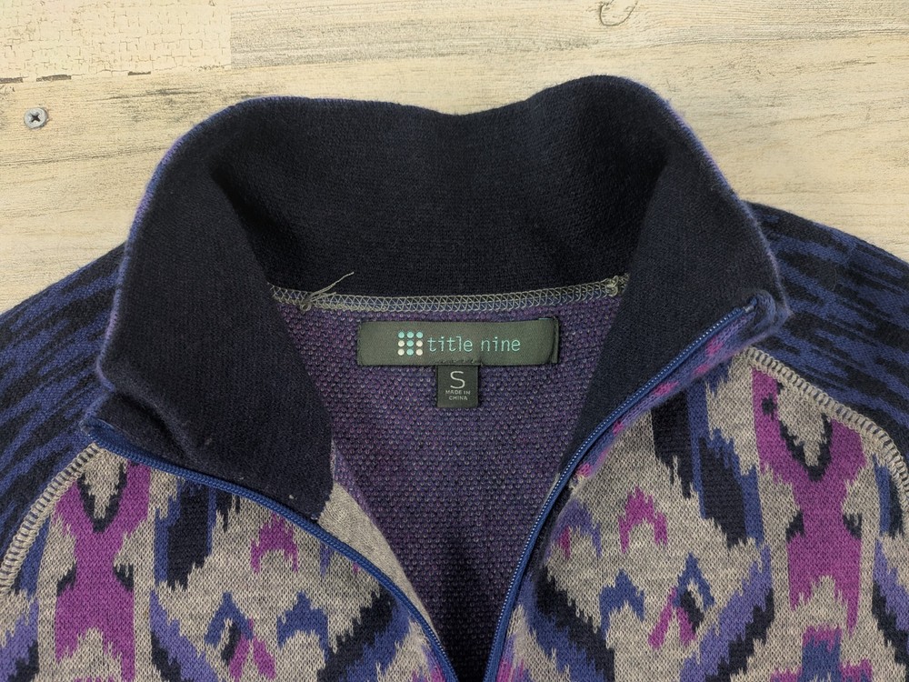 Title Nine Sweater Womens Small Merino Wool Blend Quarter Zip Pullover