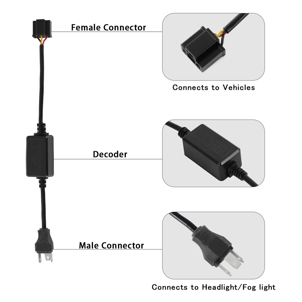 Pair H4 9003 LED Headlight Canbus Load Resistor Decoder Error Free Anti Flicker