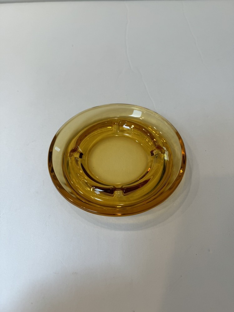 Ashtray - Amber Glass Round - 5" Diameter