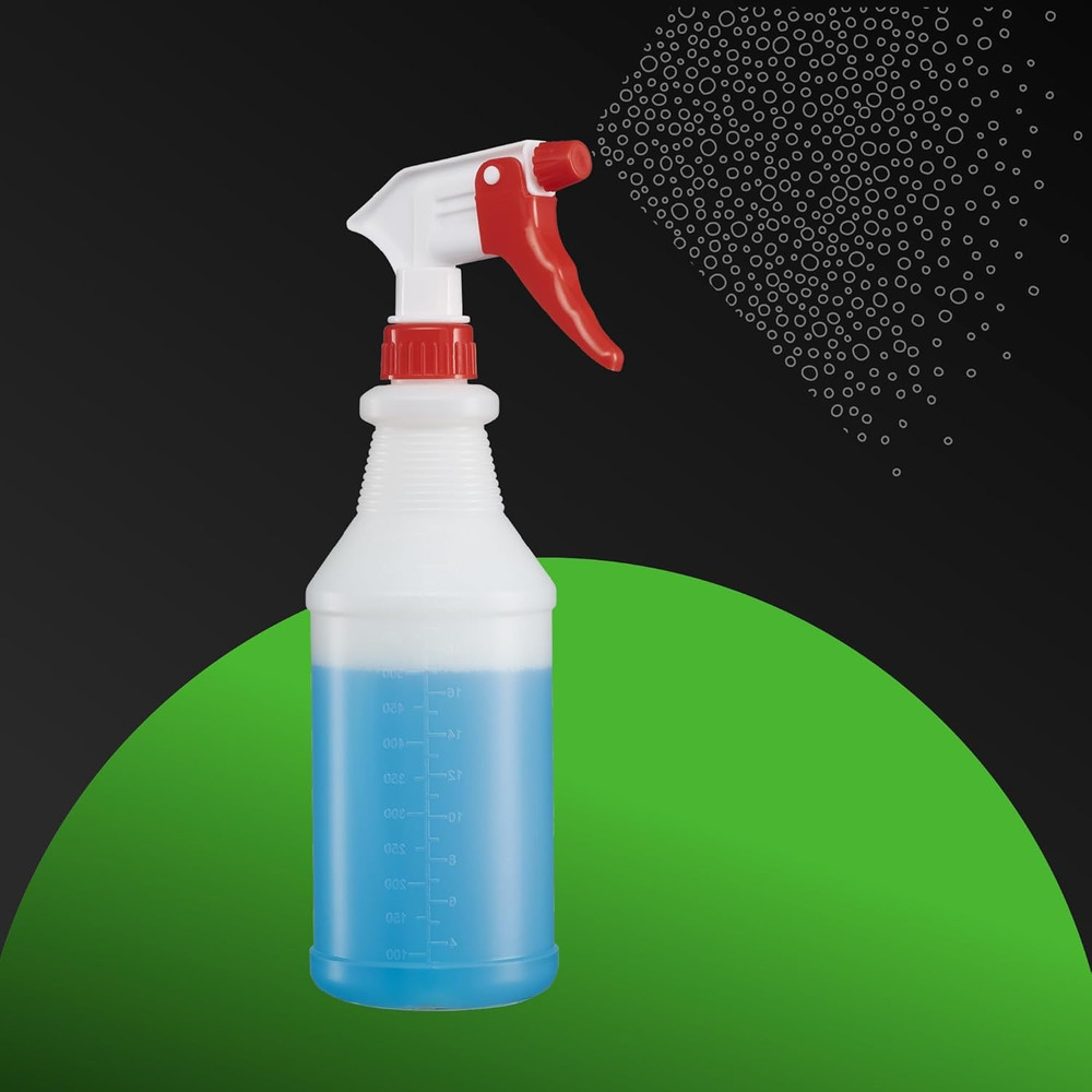 SUPER+ 4 Pack Plastic Spray Bottles 24 OZ – Leak Proof, Adjustable Nozzle, Empty