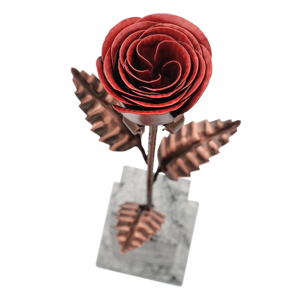 Solid Copper Rose with White & Black Base – 7th or 22nd Wedding Anniversar