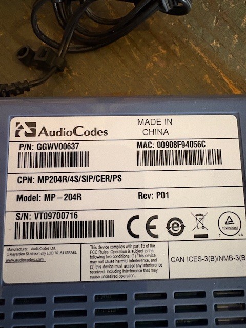 AudioCodes MP-204R VOIP Gateway