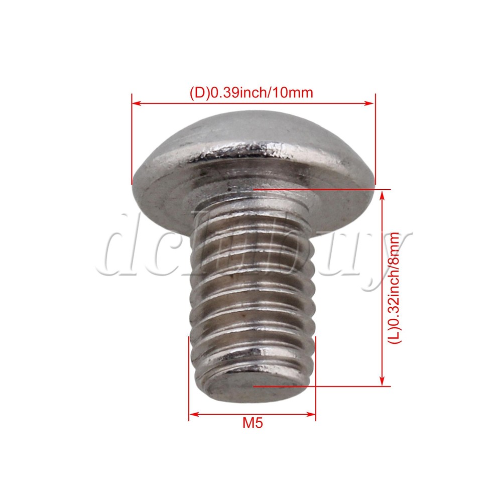 50pcs Silvery Metric Thread M5x8mm Button Head Hex Socket Cap Screws Bolts