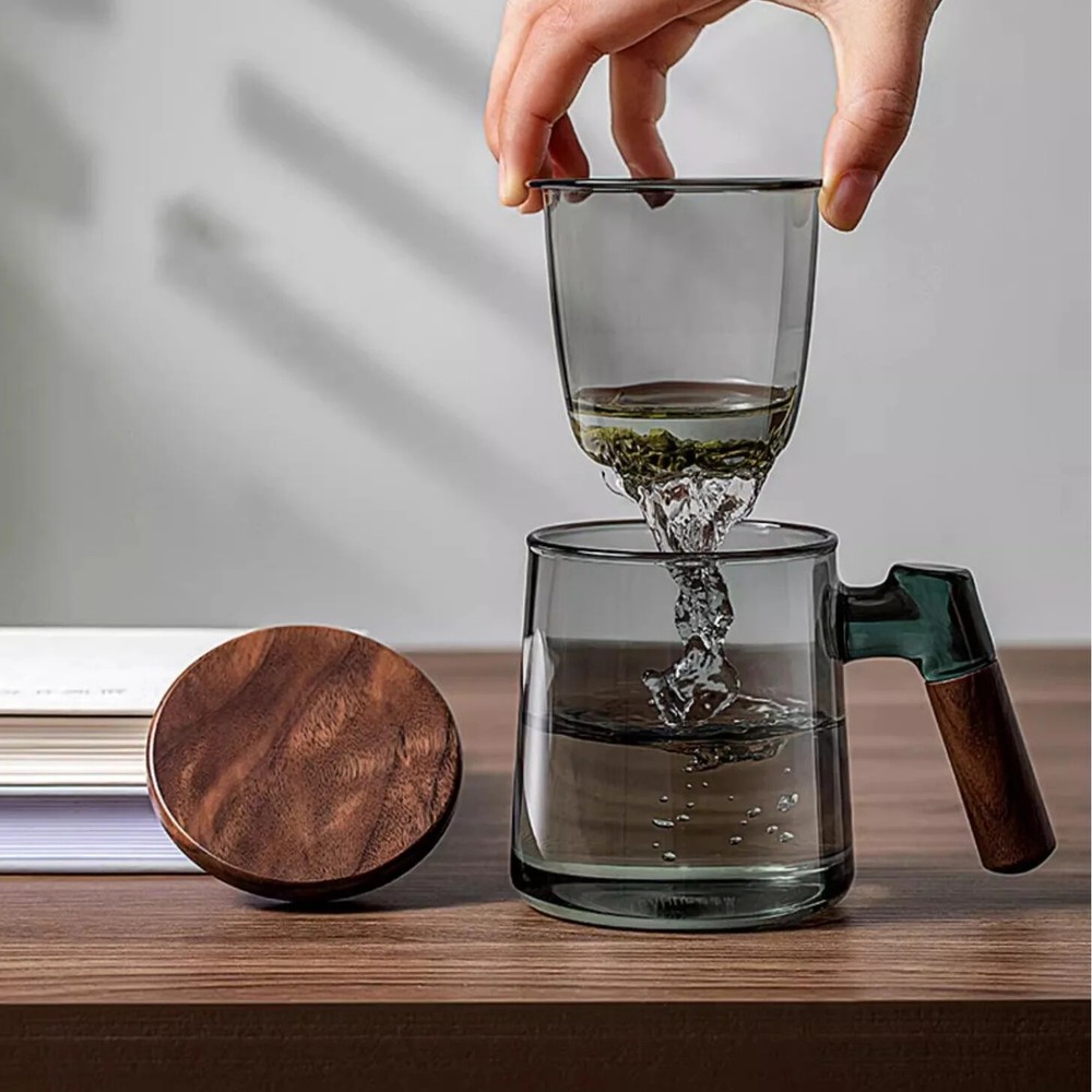 400ml Borosilicate Glass Tea Cup Tea Infuser Steeper Lid Diffusers Filter Mug