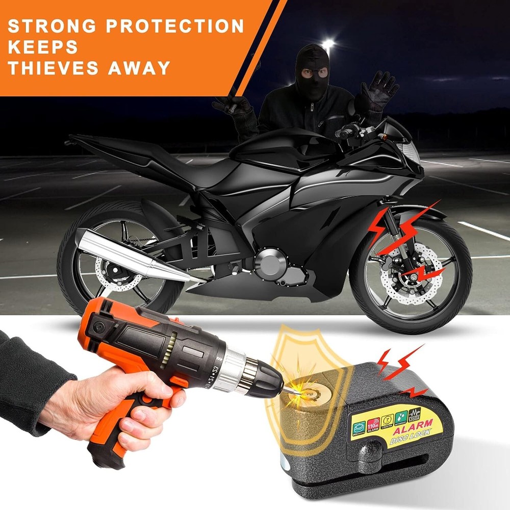 Durable Motorcycle Alarm Lock - 110dB Disc Brake Lock for Ultimate Security