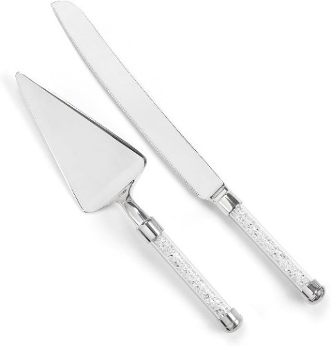 Wedding Silverplated Cake & Knife Serving Set Graceful Heart