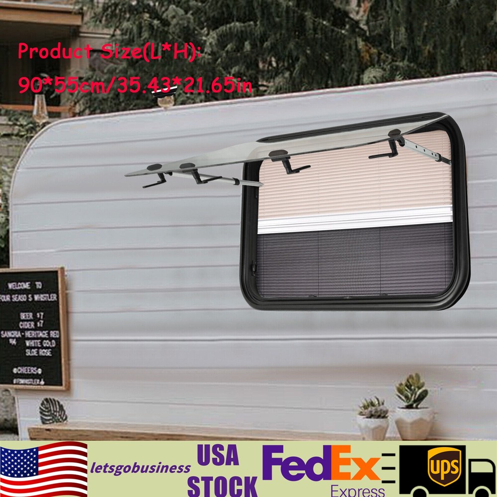 RV Exit Window RV Push Out Window Tempered Glass Camper Emergency Window 90*55cm