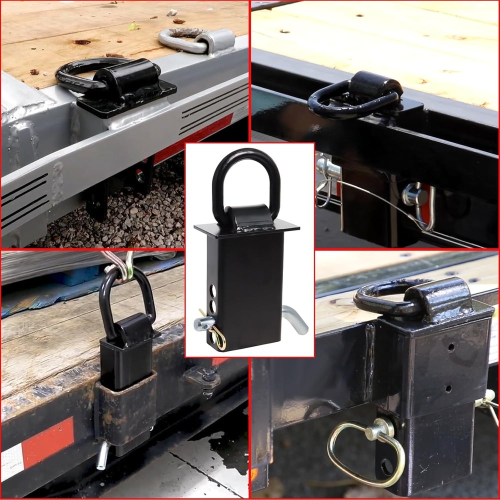 New Stake Pocket D Ring Heavy Duty Adjustable Trailer Stake Pocket,Black, 6 Pack