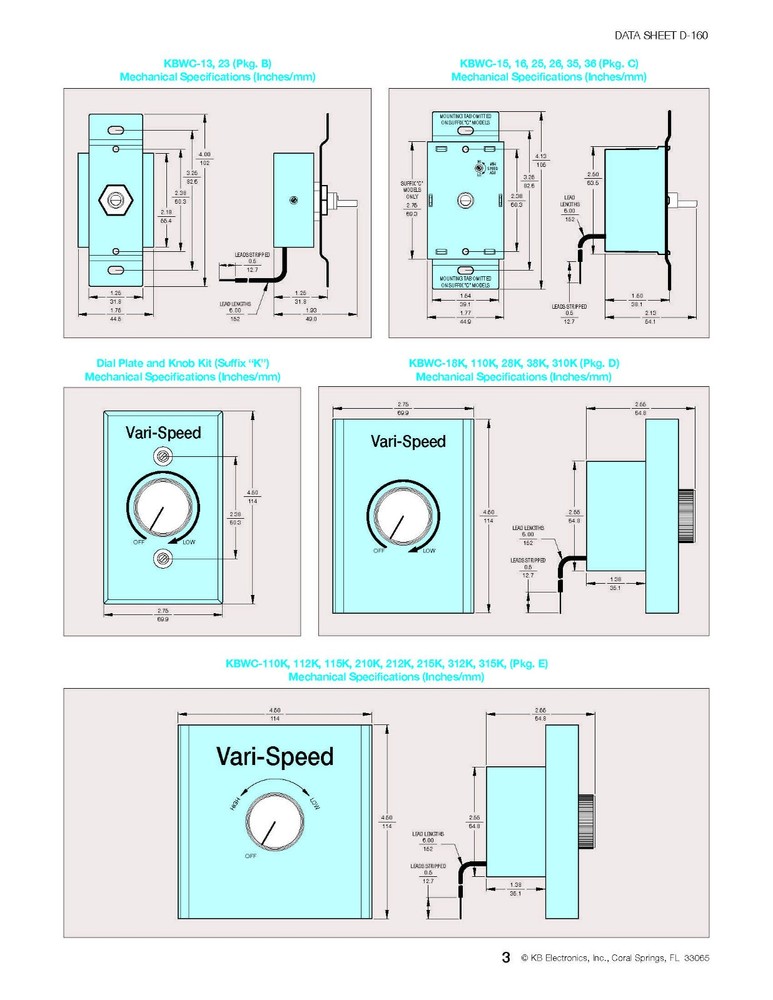 15 Amp Solid State Motor Speed Control KBWC-15K —SHIPS FREE—