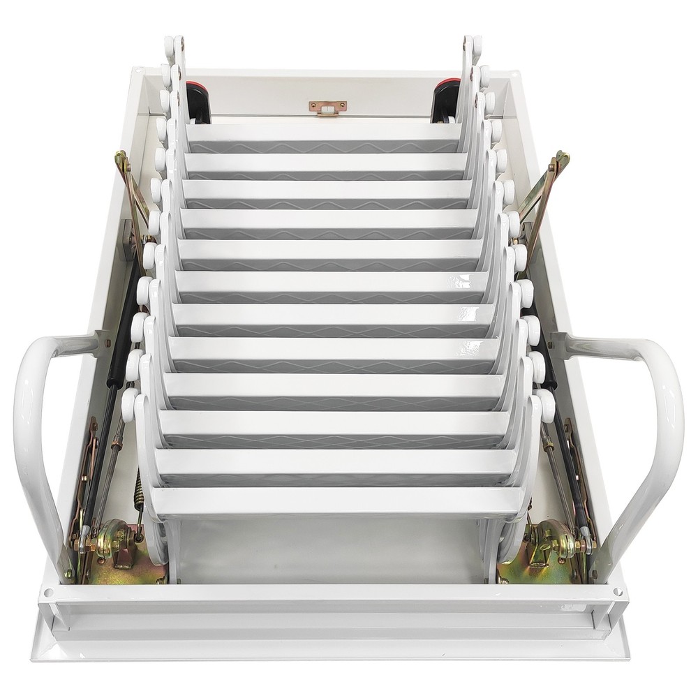 70*100cm Attic Loft Ceiling Retractable Folding Ladder Max 9.8 ft 12 Steps