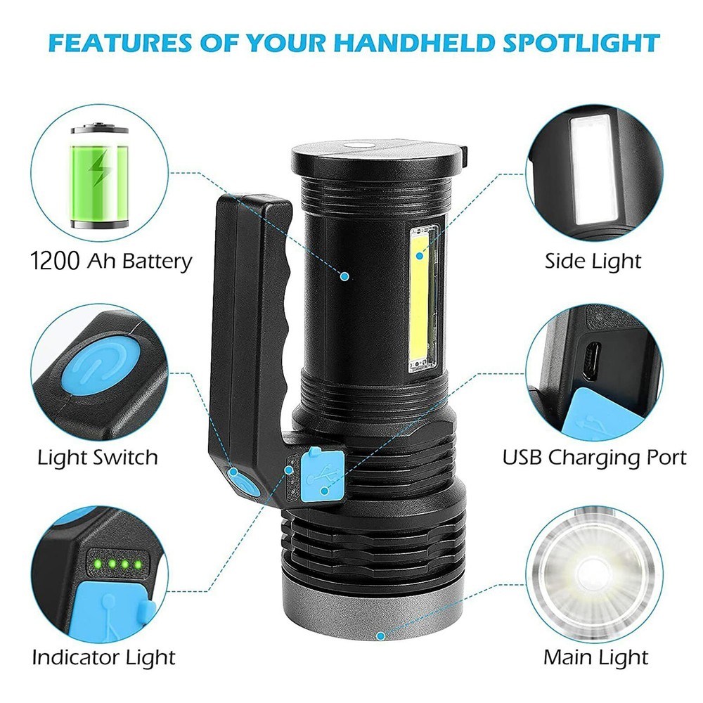 Rechargeable LED Torch with 4 Modes - Waterproof, Compact & Bright Light Source