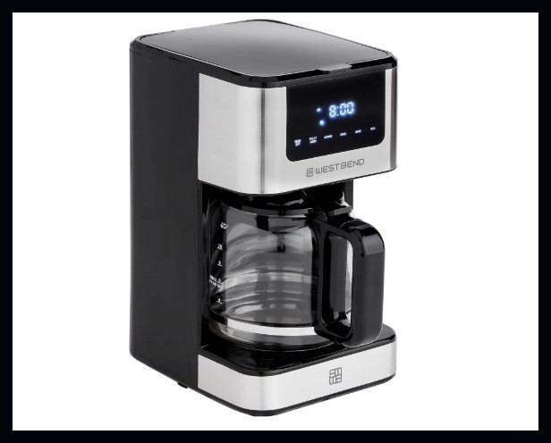 West Bend Drip Coffee Maker Brews Hot or Iced, Programmable with Brew Silver
