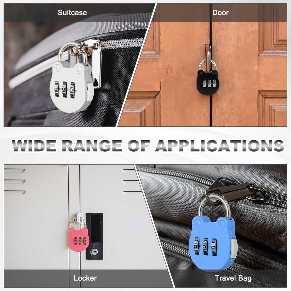 Combination Padlock (Small, Pink)(4 Pcs),Cat Shackle Code Locks