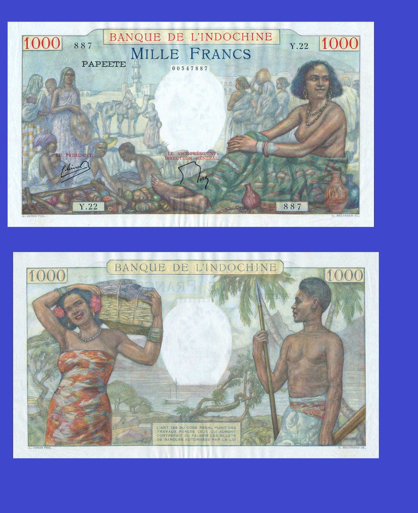 Tahiti 1000  francs 1940   - Copy