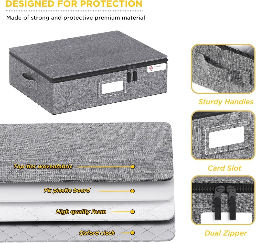 Cup & Mug Storage Box W/ Hard Shell & Dividers Coffee Mugs,Tea Cups &