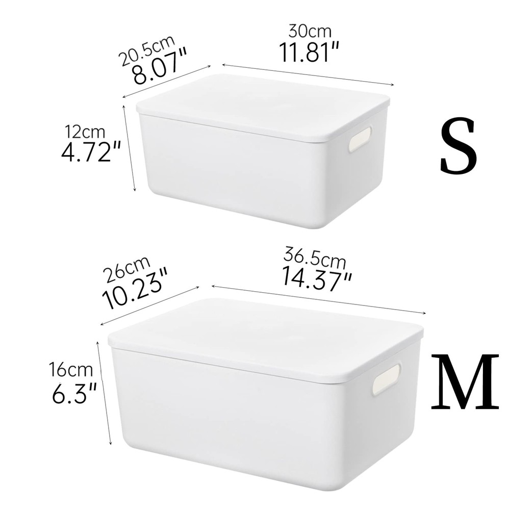 Plastic Storage Baskets Bins Boxes With Lids,Organizing Container White Stora...