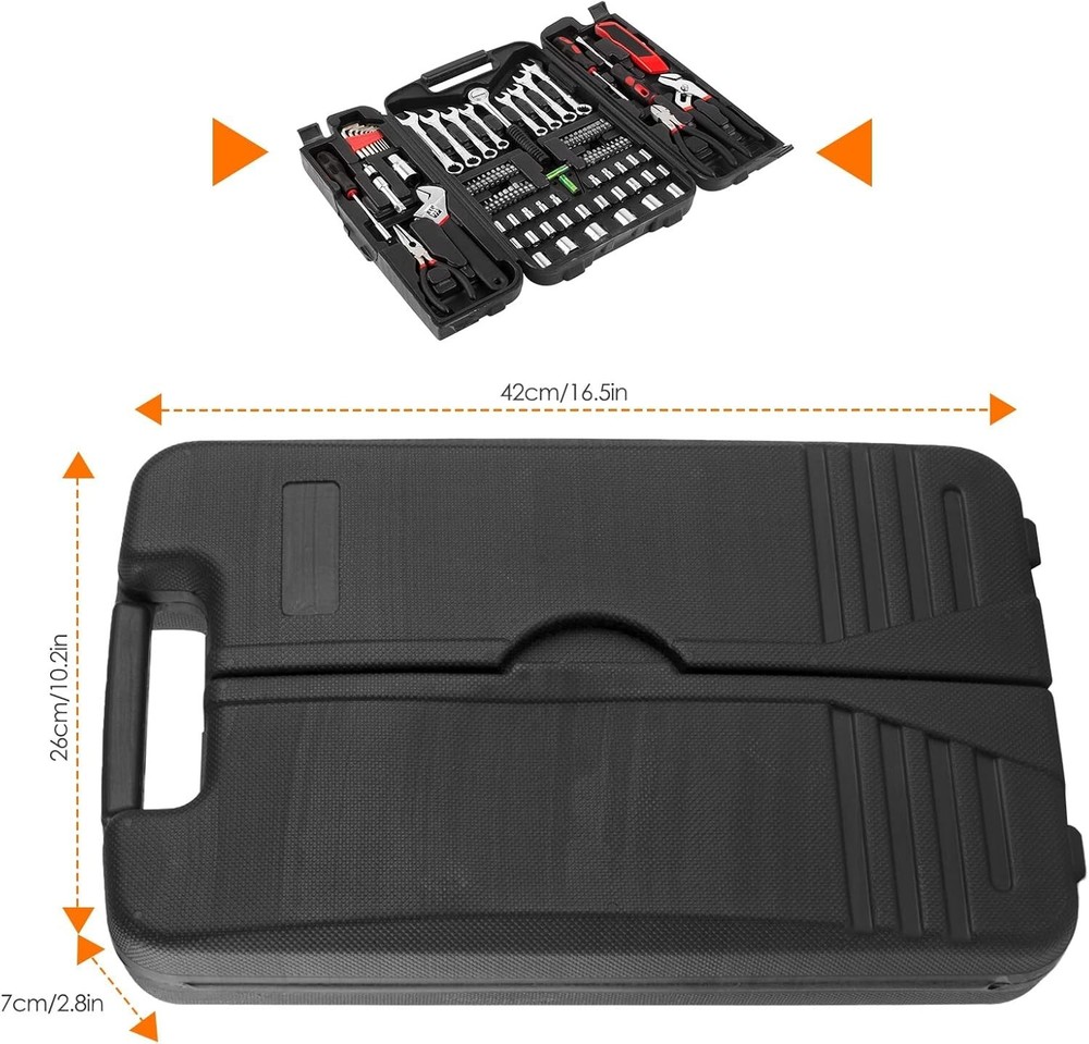 95 Piece Tool Set, Tool Kit, Mechanics Tool Set, Portable Toolbox with Adjust...