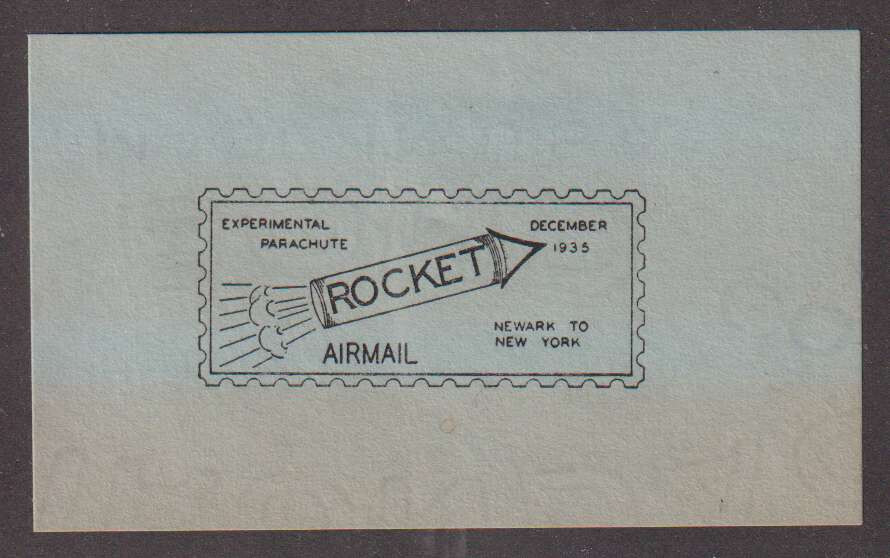 E2495: 1935 Newark to NY Rocket Label, toned