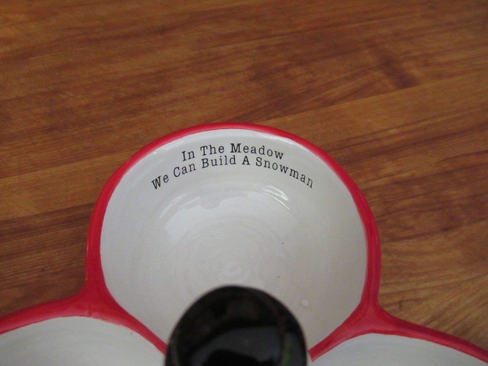 Christmas SNOWMAN - 3 Section Server Relish Bowls