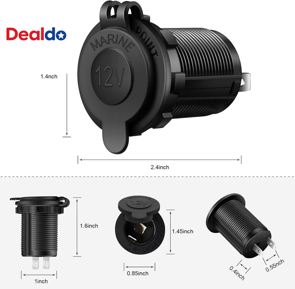 Cigarette Lighter Socket Car Marine Motorcycle ATV RV Lighter Socket Power Outle