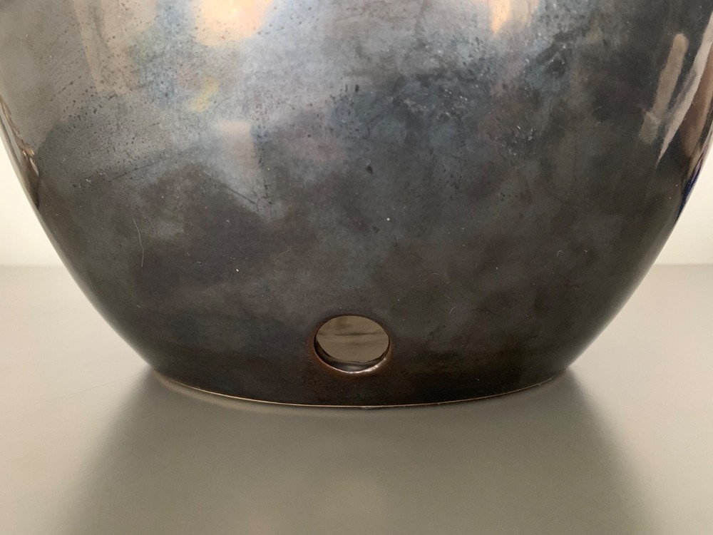 Handmade Studio Pottery Ceramic Planter | Fire Bowl – Drip Glaze – CA04 Marked