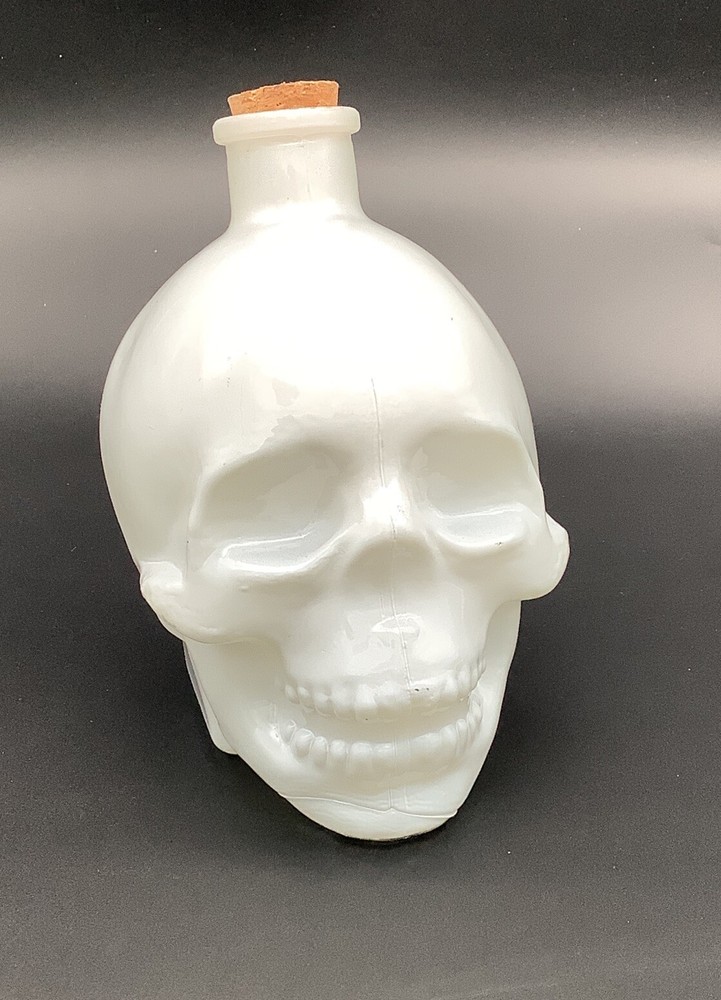 Skull Glass Jar w/ Cork Apothecary Decanter White Empty