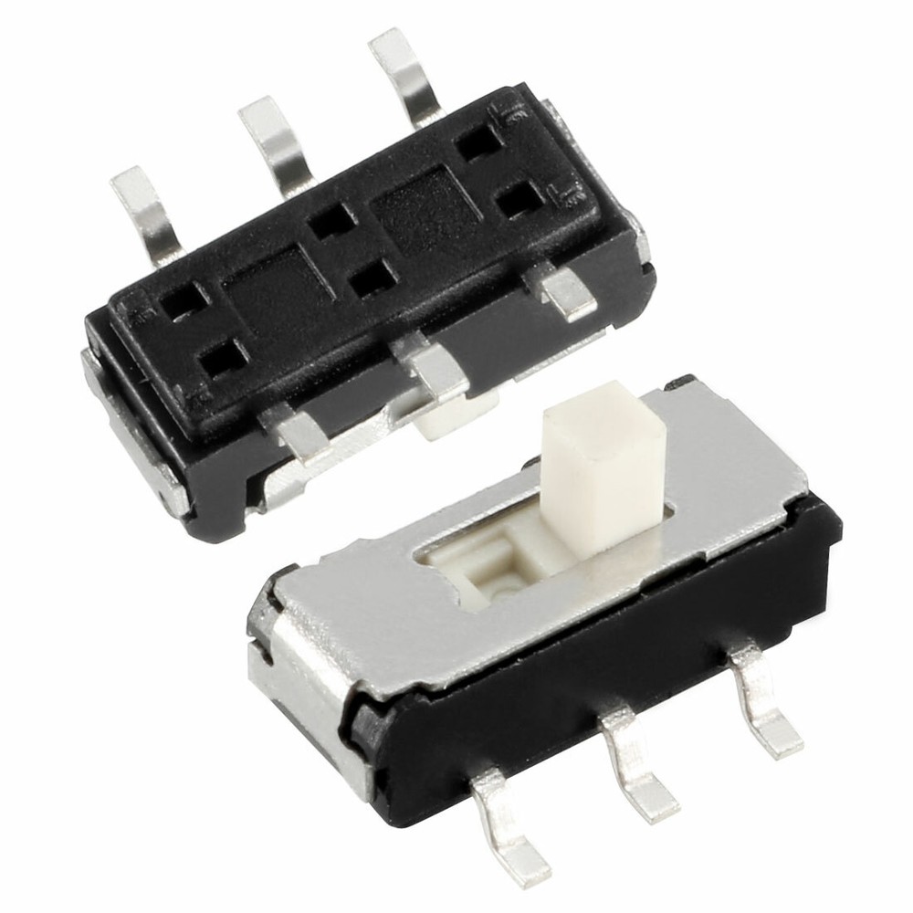 10pcs2mm Vertical Slide DPDT 2P2T 6 Terminals PCB Panel Lock-