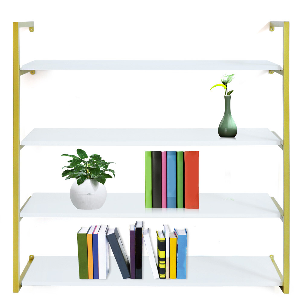 Wall-Mounted Storage Rack with Gold Frame for Elegant Organization