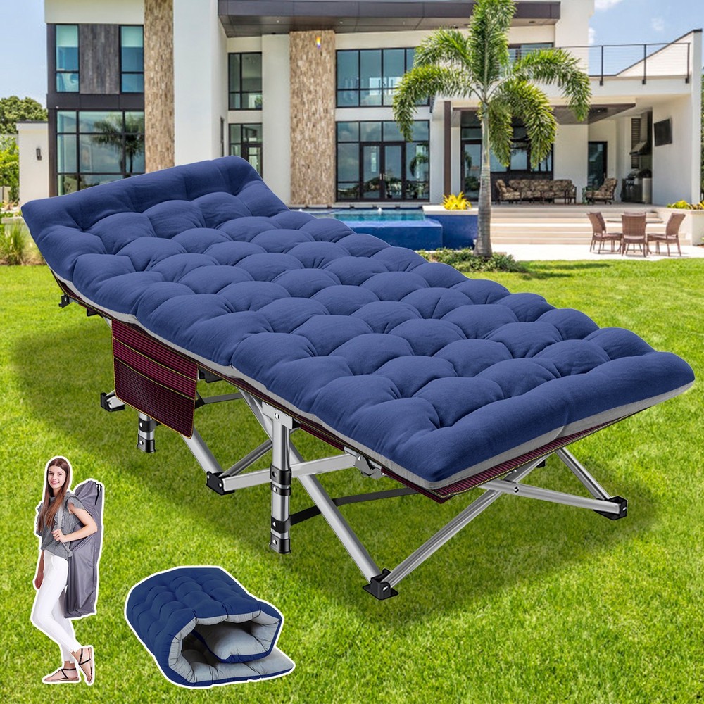 Folding Camping Cot Extra Wide Sturdy Lightweight Comfortable for Outdoor&Indoor