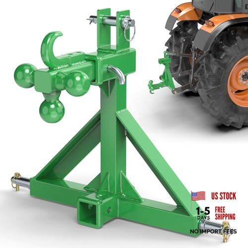Green 3 Point Hitch Receiver with Dual 2” Receiver–Include Ball Adapter &